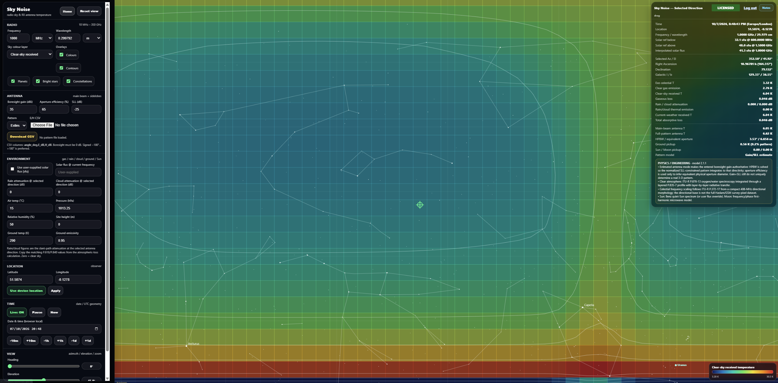 Screenshot of Radio Sky Brightness